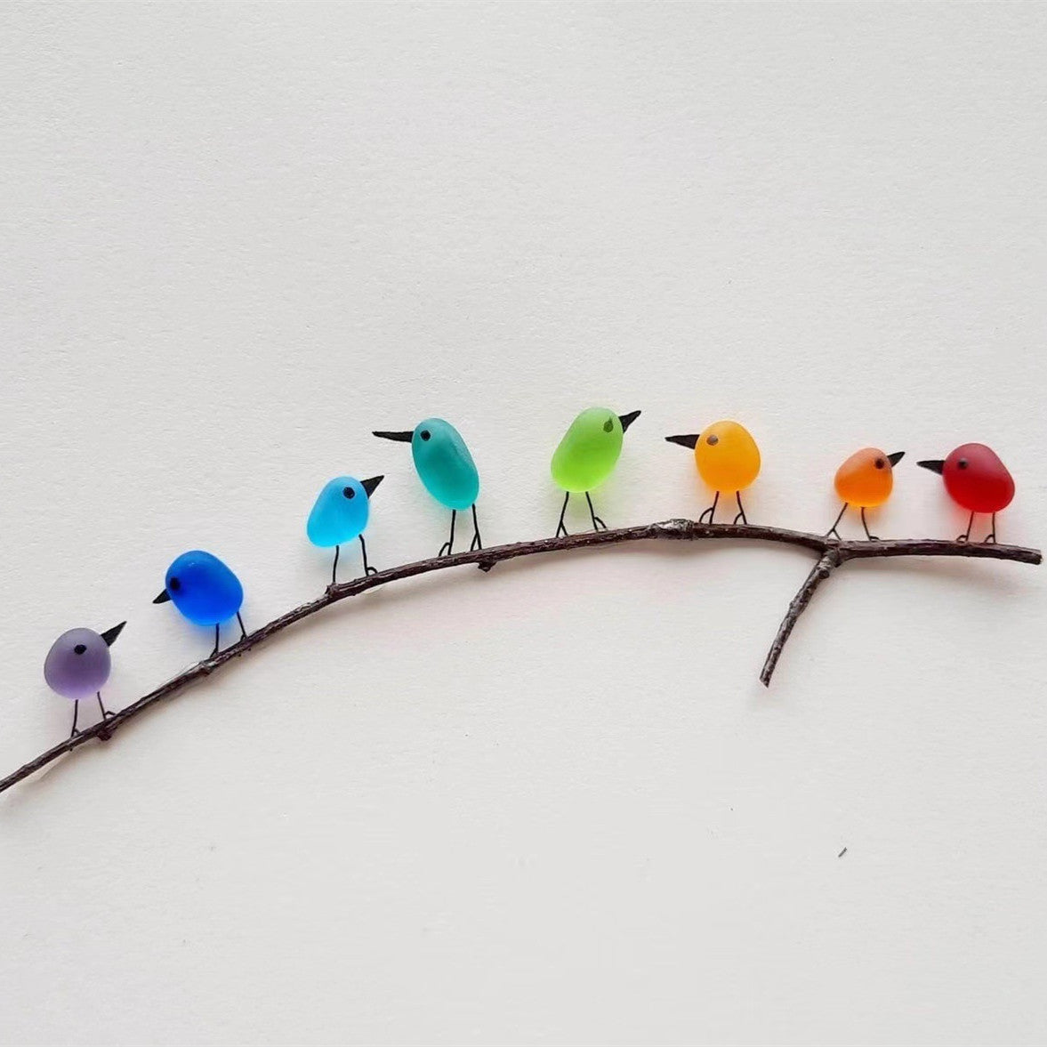 Sea Glass Rainbow Bird Ornaments Home Decor