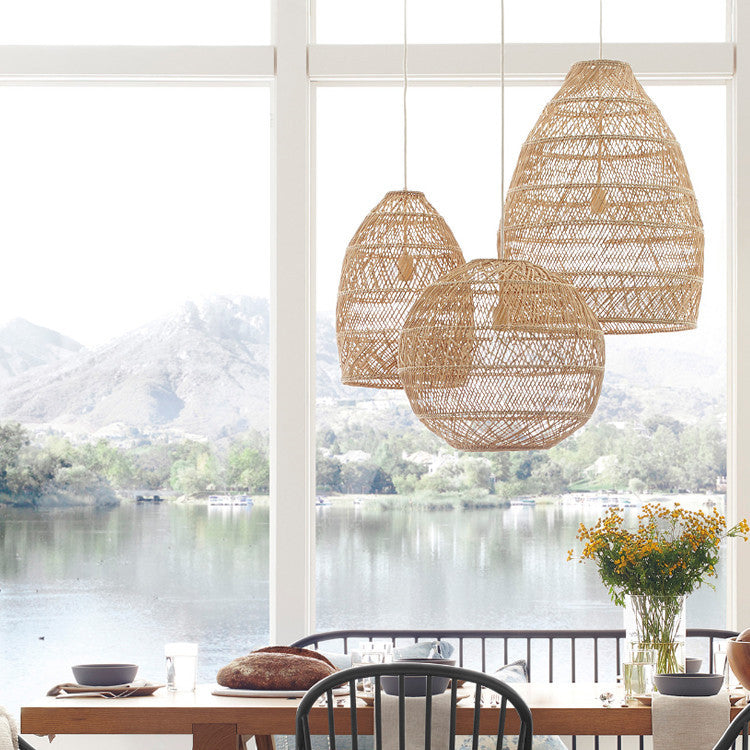 Art Japanese Zen Rattan Chandelier