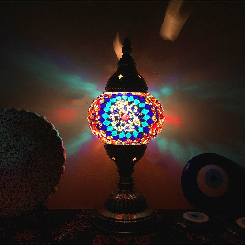 New Style Turkish Mosaic Table Lamp Vintage Art Deco Handcrafted Glass Romantic Bed Light